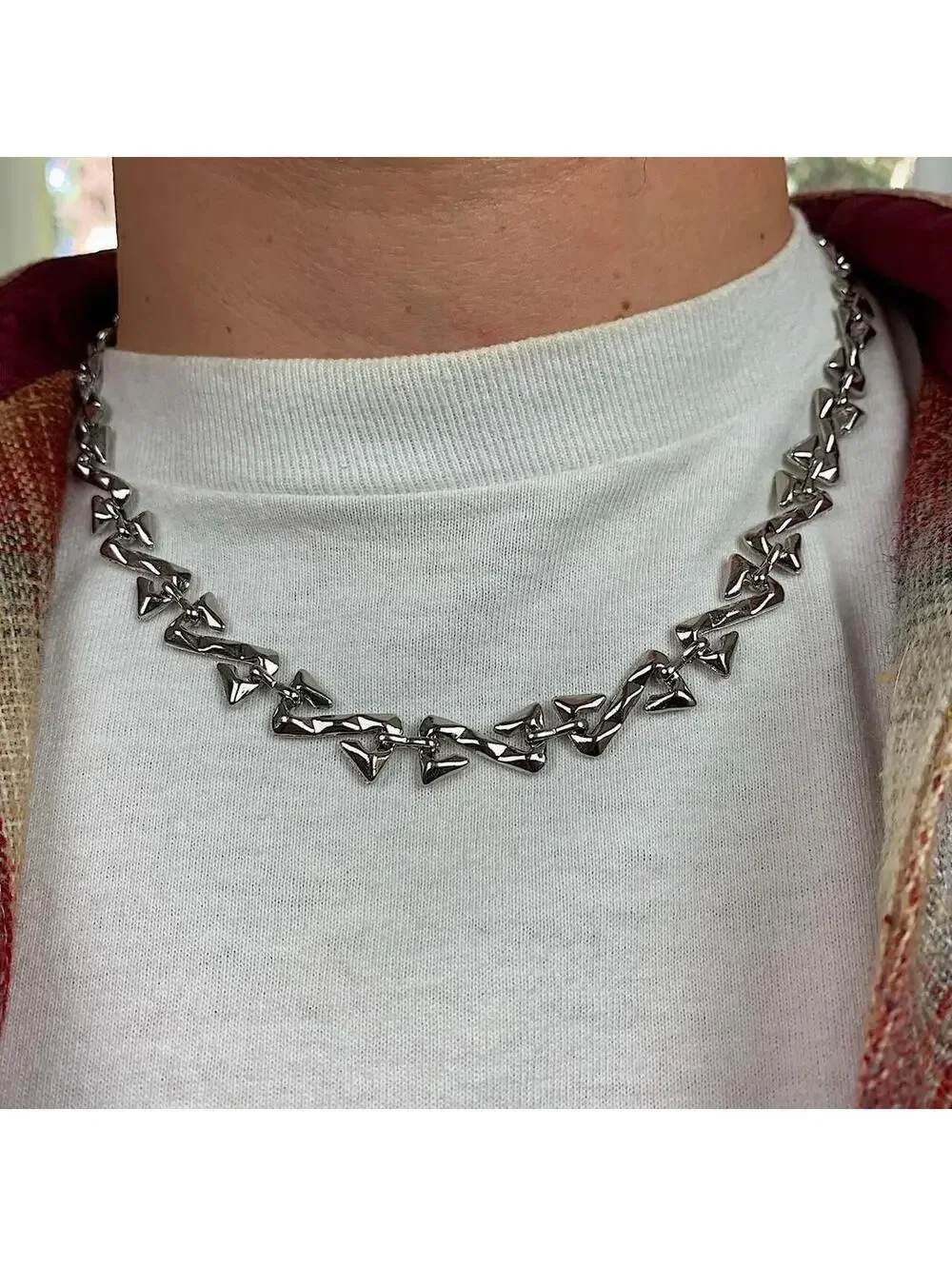 2000s Vintage y2k style cyberpunk opium skater style pendant necklace chain.